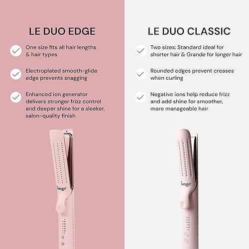 Miniatura 4 de L'ANGE HAIR Le Duo Edge 360 Airflow Titanium Styler Blush  Plancha plana 2 en 1 y rizador  Placas de titanio de 1 pulgada de ancho con esquinas
