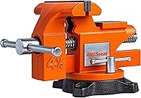 AVSteel 4-1/2" Heavy-Duty Cast Iron Bench Vise with 240° Swivel Base, Anvil & Pipe Jaws for Woodworking, Drilling