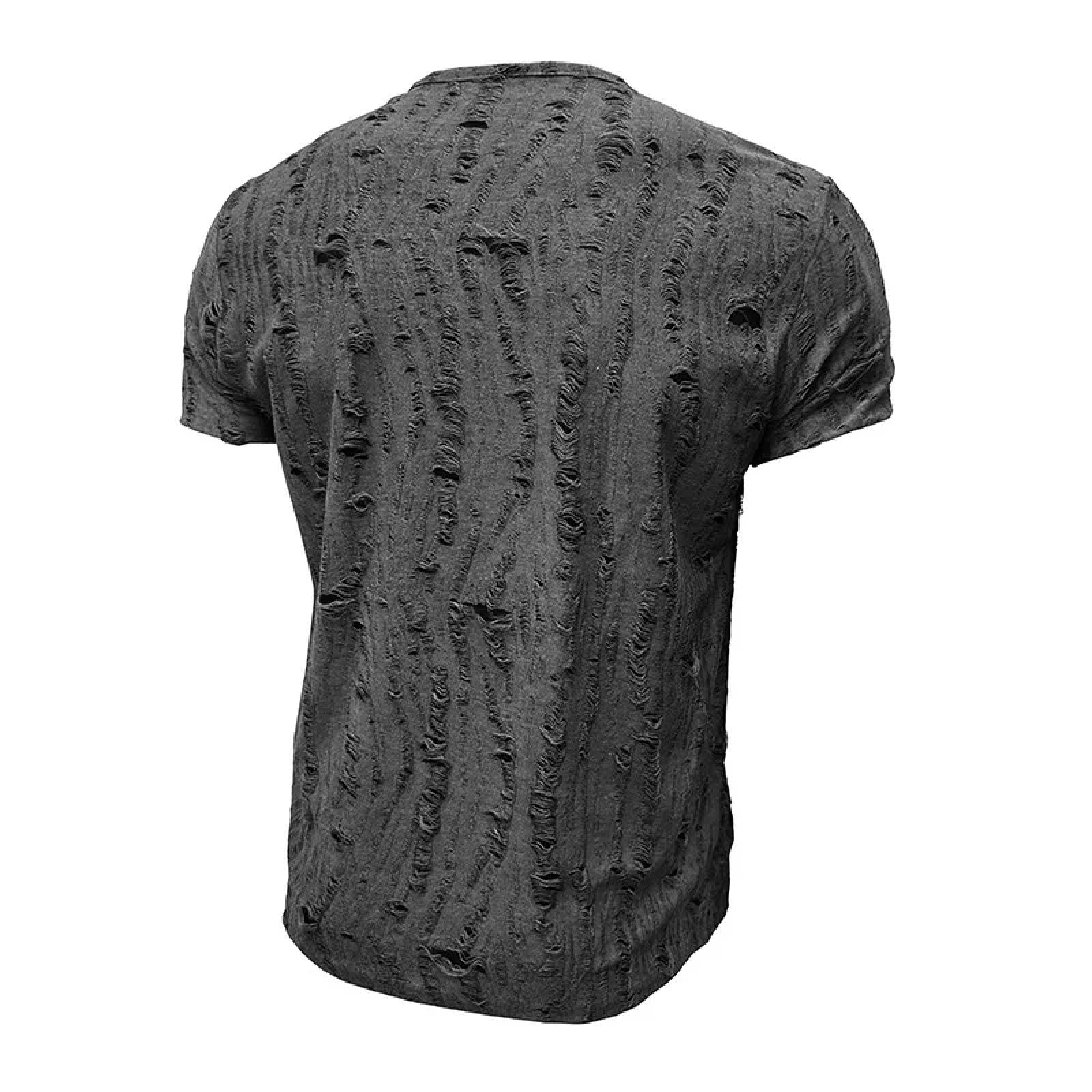 Camiseta De Manga Corta T-Shirt Camiseta De Manga Corta para Hombre Broken Holes Retro Camisa De Moda para Hombre Tops De Moda Casual para Hombre Slim Fit