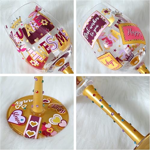 Miniatura 4 de NymphFable You are Awesome Regalos para mujeres, regalo de agradecimiento, copas de vino pintadas a mano, copas de vino decorativas, regalo de
