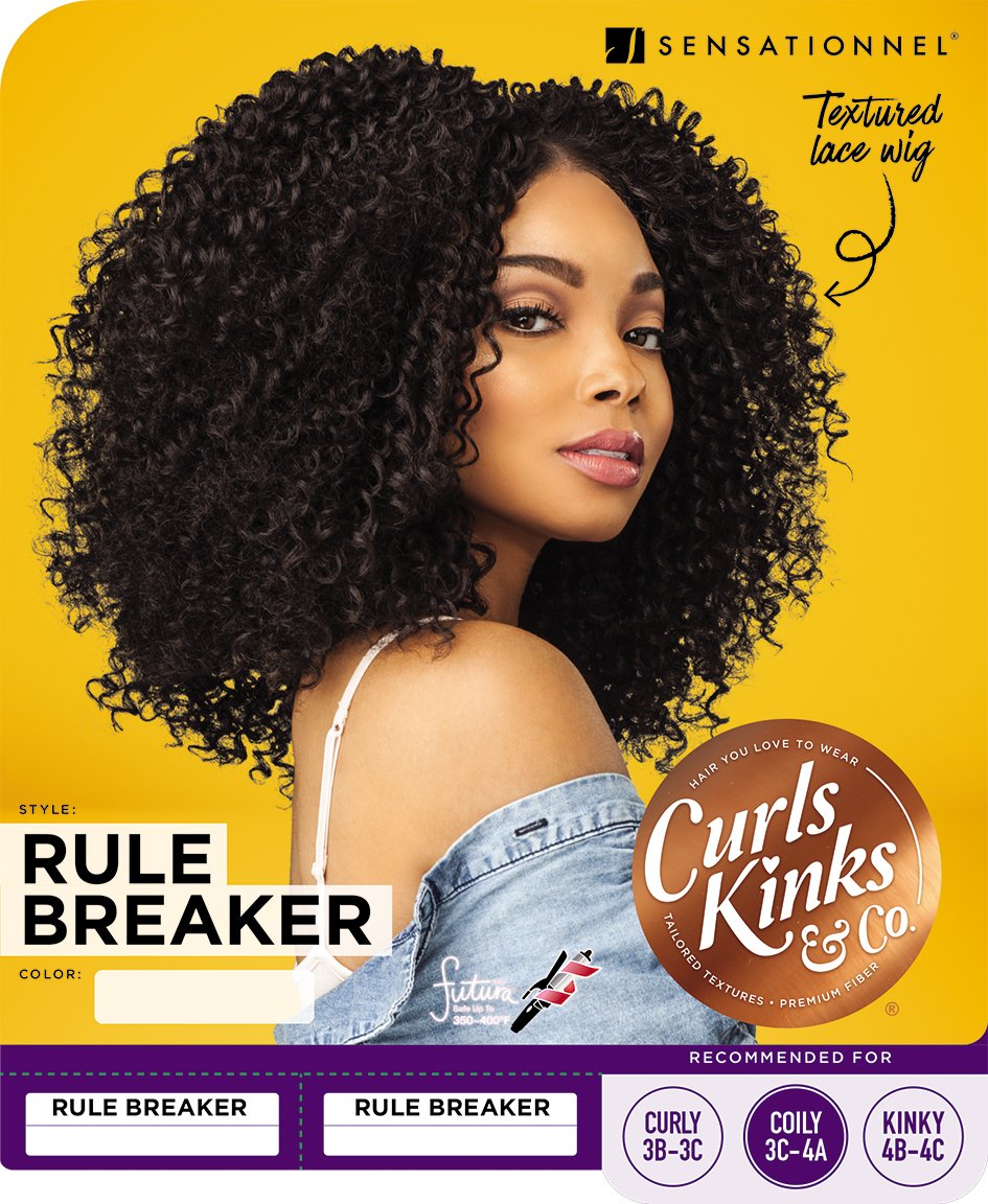 Sensationnel Curls Kinksandco Lace Wig - The Rule Breaker Wide Lace Part Wig with Natural Preplucked Hairline for Natural 3C to 4C Hair Textures (1 JETBLACK)