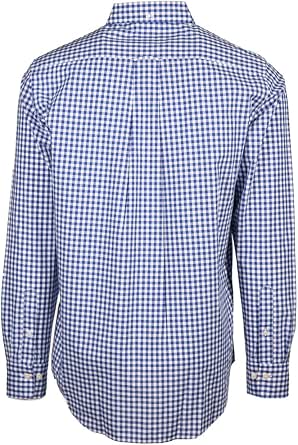 Stretch Poplin Check Shirt for Men in Dark Green