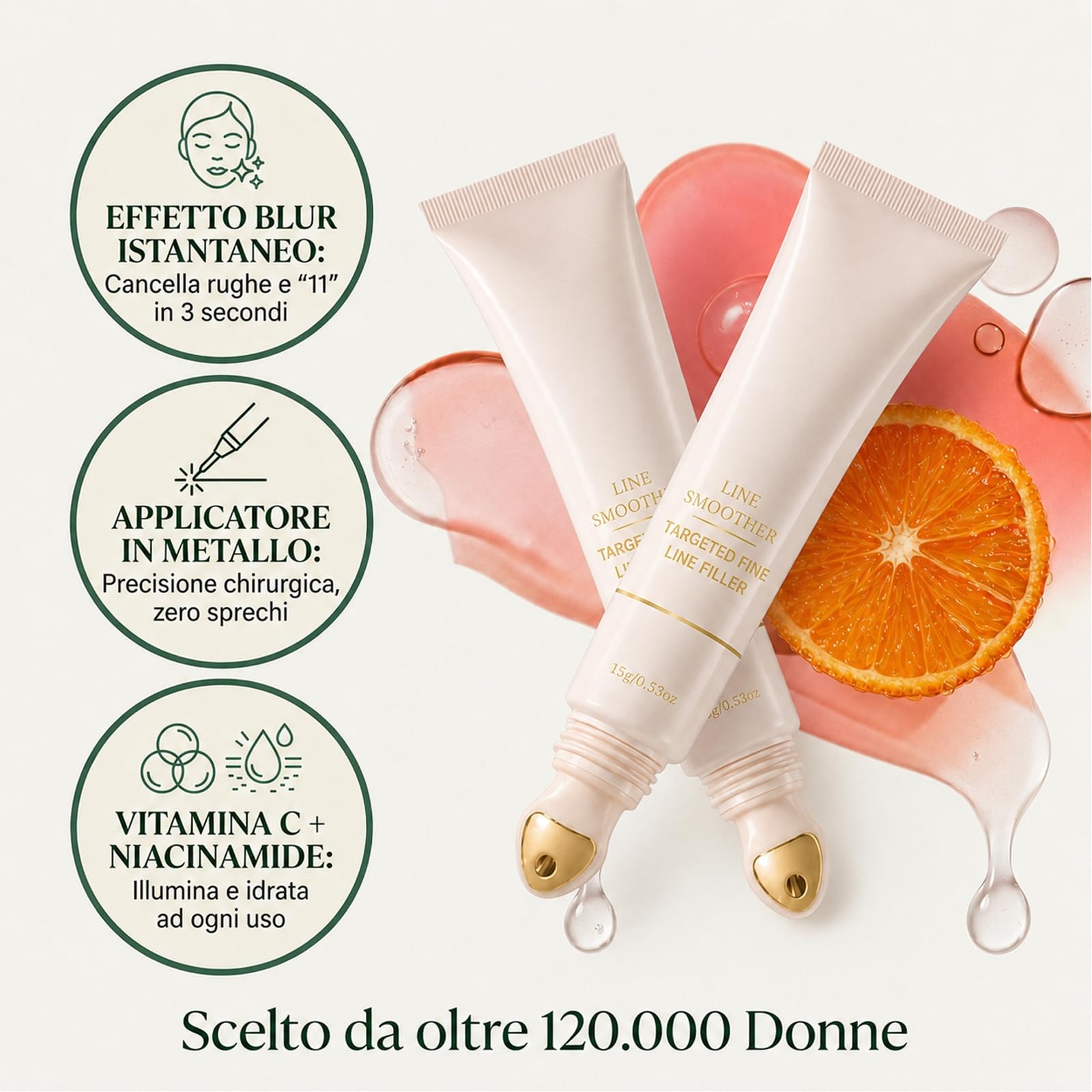 Arelia Primer Anti-Rughe Istantaneo, Arelia Cancella Rughe, Arelia Anti Wrinkle Primer, Leviga La Grana Della Pelle, Colore Uniforme, Senza Residui, Pratico E Facile Da Usare, 2PCS