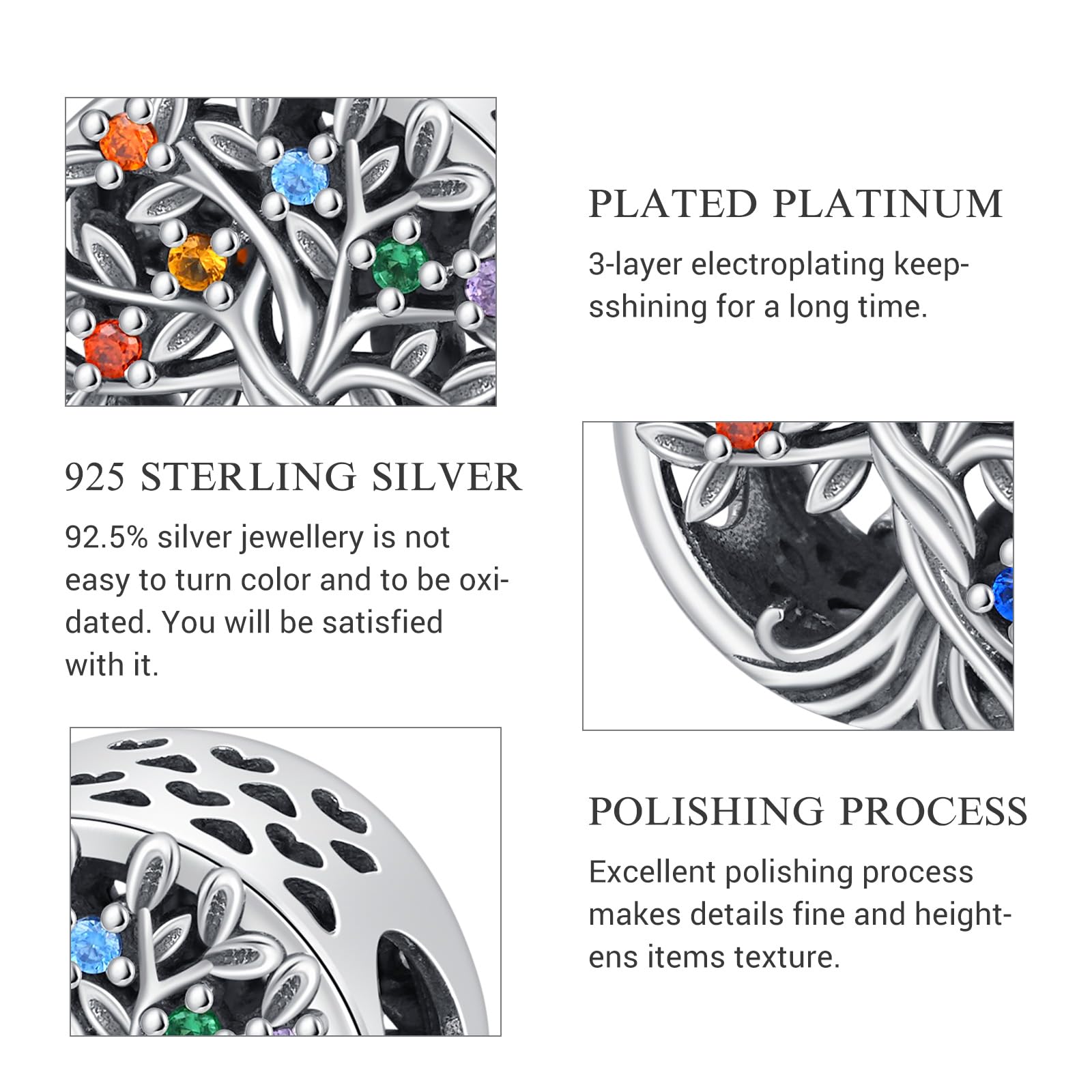 Eusense Abalorios Charm 925 Plata Esterlina Compatible con Pandora Pulsera Europeas Colgantes Día de la madre