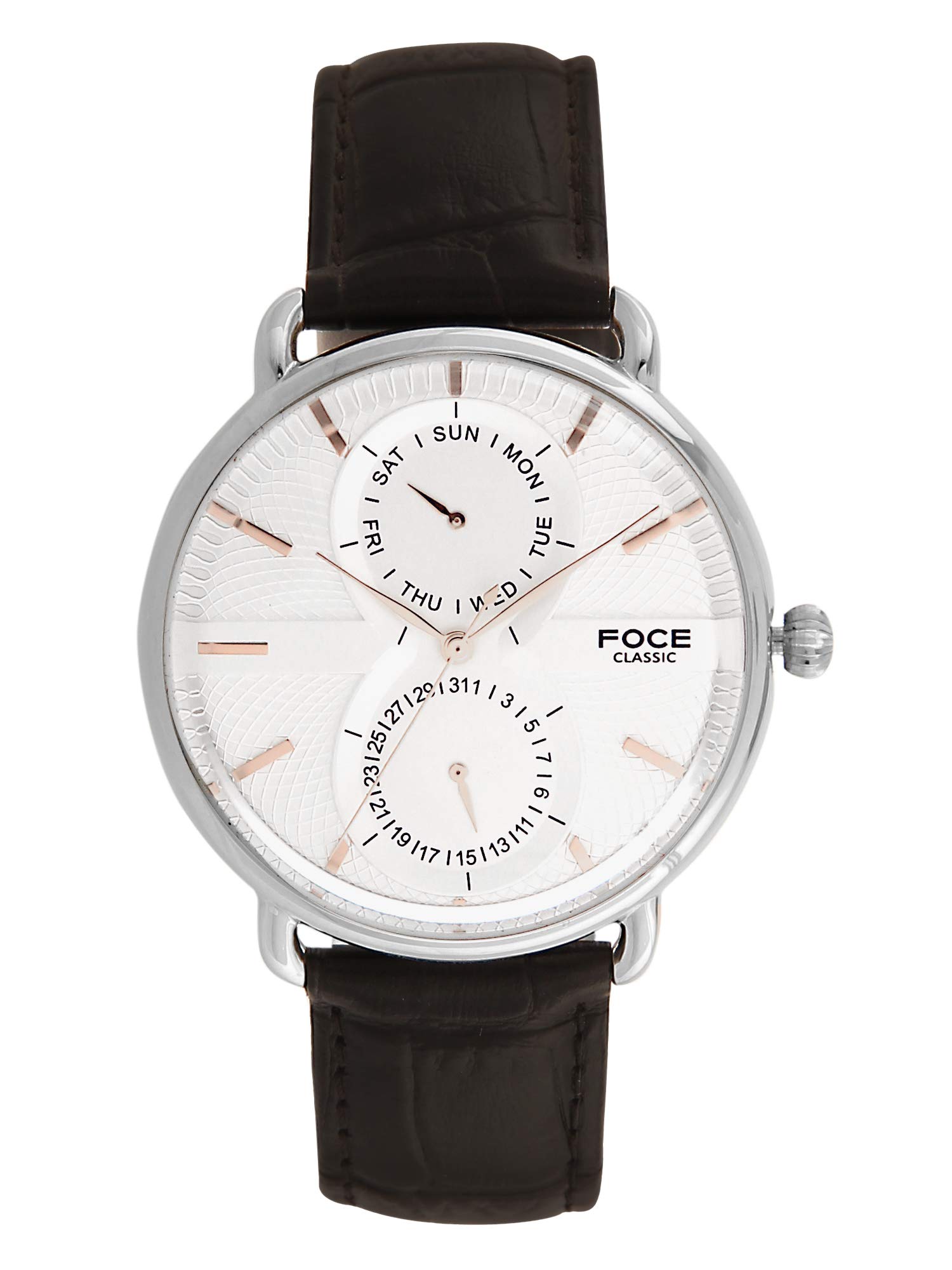 FOCE Multifunction White Dial Leather Strap Watch For Men-[FC11SSL-WHITE] (B078Q517HB) Amazon Price History, Amazon Price Tracker