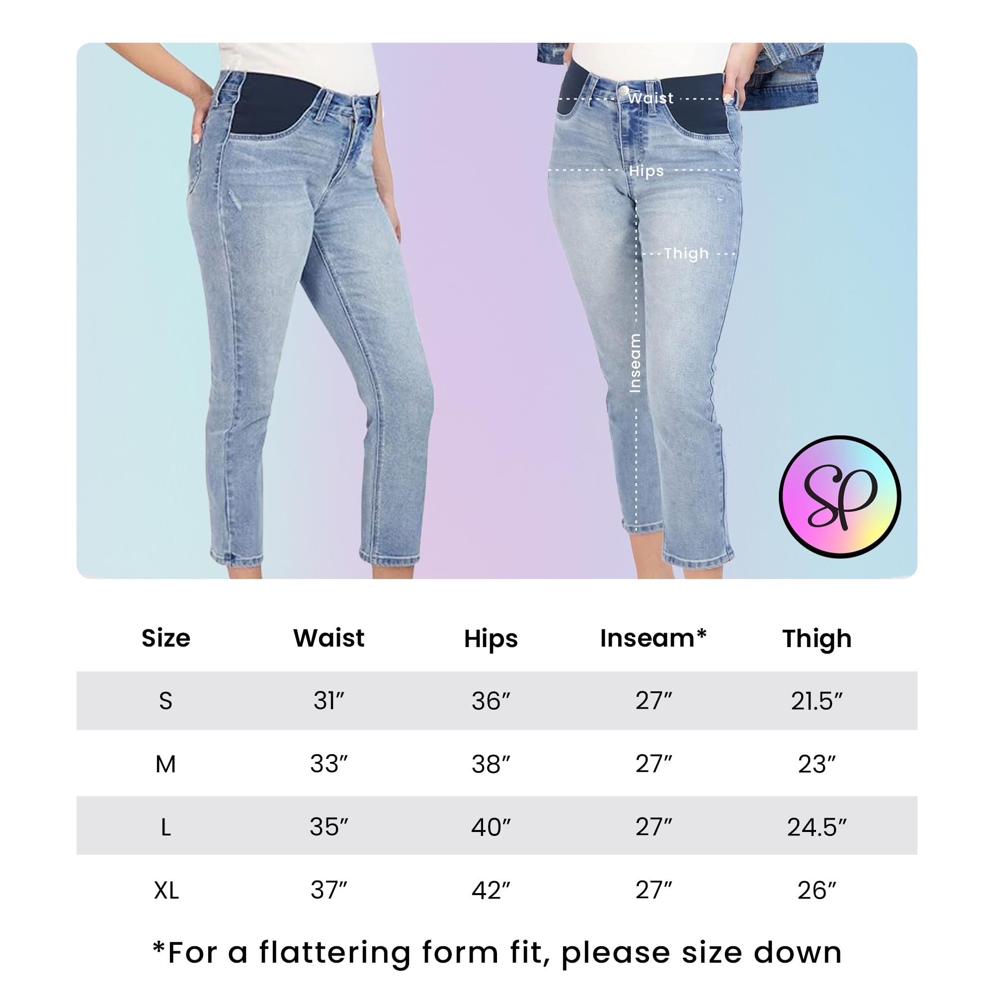 Savi Parker Jeans de maternité pour Femme, Pantalon élastique Taille Haute et Jambe Droite, vêtement de Grossesse pour Toutes Les Saisons, Entrejambe de 66,5 cm