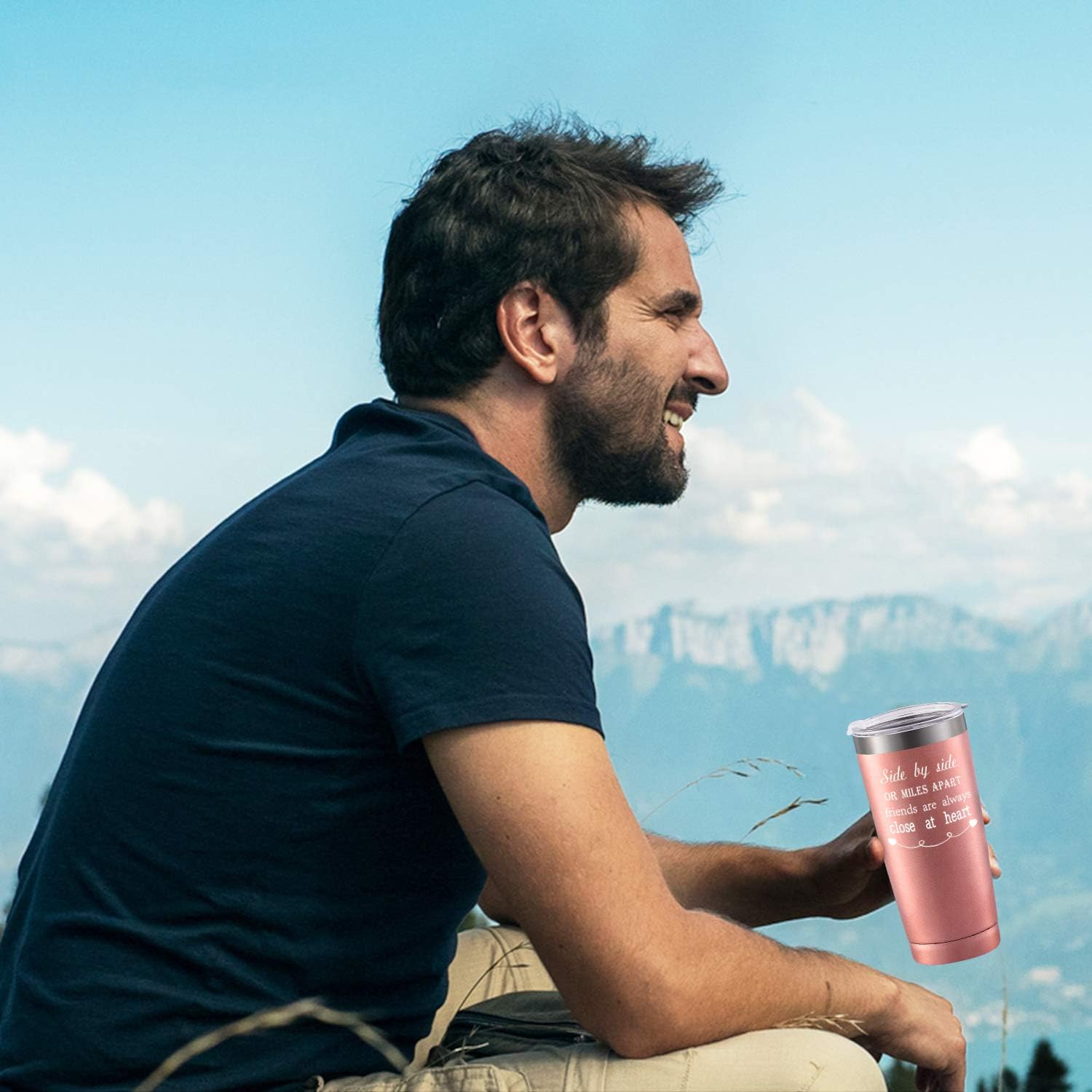 Buy 1 get 1 Friend Tumblers for Women Friends Friendship, Side By Side or Miles Apart Friends Are Always Close at Heart Travel Tumbler, 20 Oz Stainless Steel Insulated Tumbler, Rose Gold