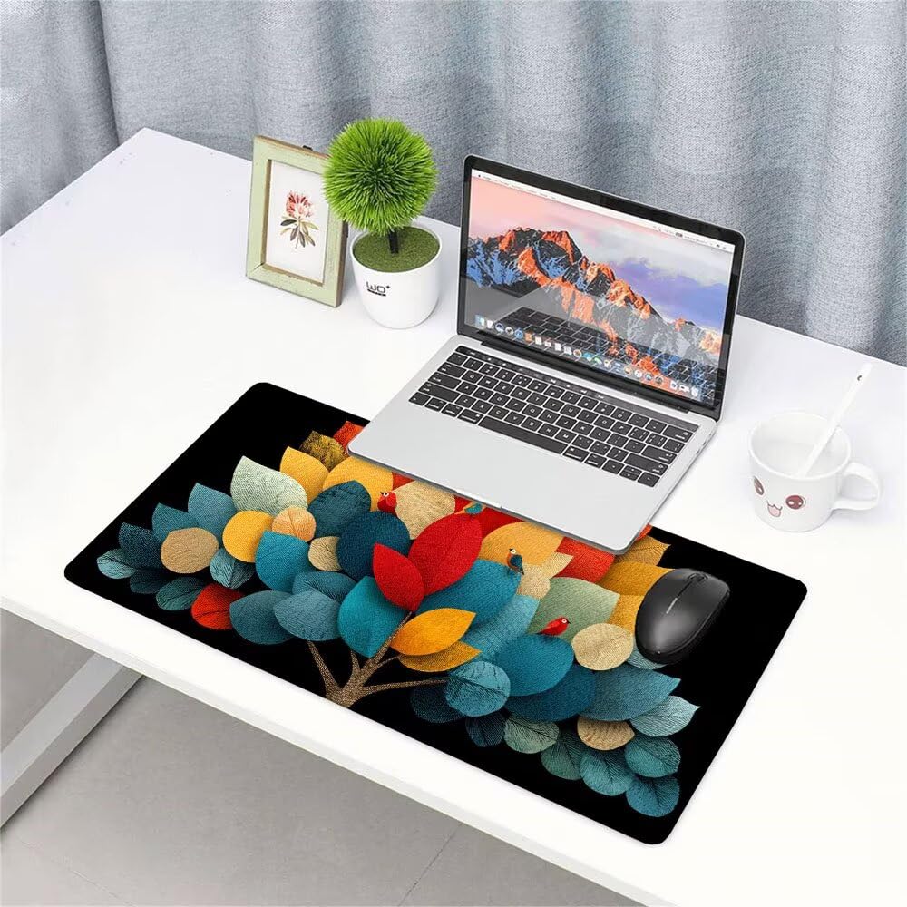 Alfombrilla de Mouse para Juegos, Nero, XXL, Antideslizante, Impermeable, Diseño de Albero, Extendido, Grande, 1200x600x3mm, para PC, Laptop, Ufficio, Famiglia d-455
