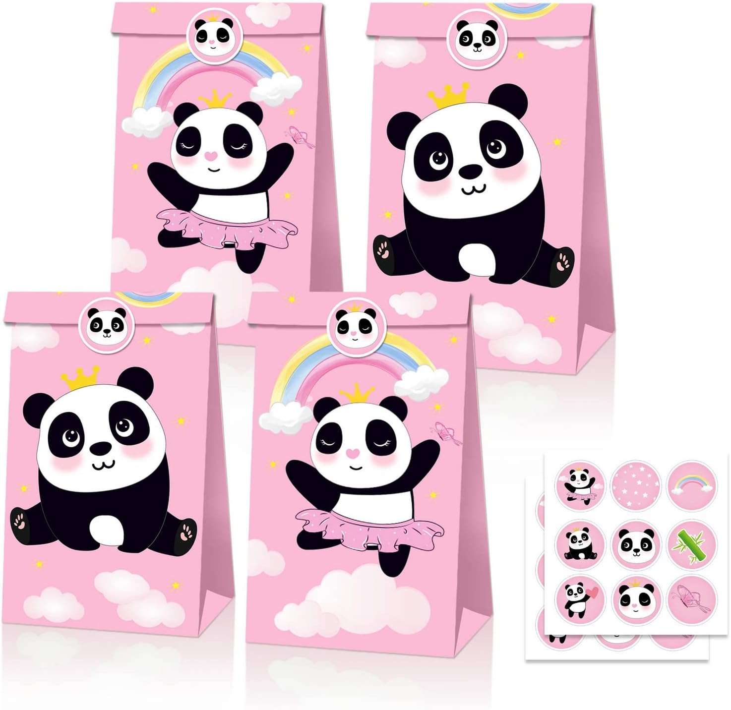12 PCS Cute Panda Party Favor Bags, Panda Themed Birthday Party Gift Bags, Animal Party Favor Bags - Image 5