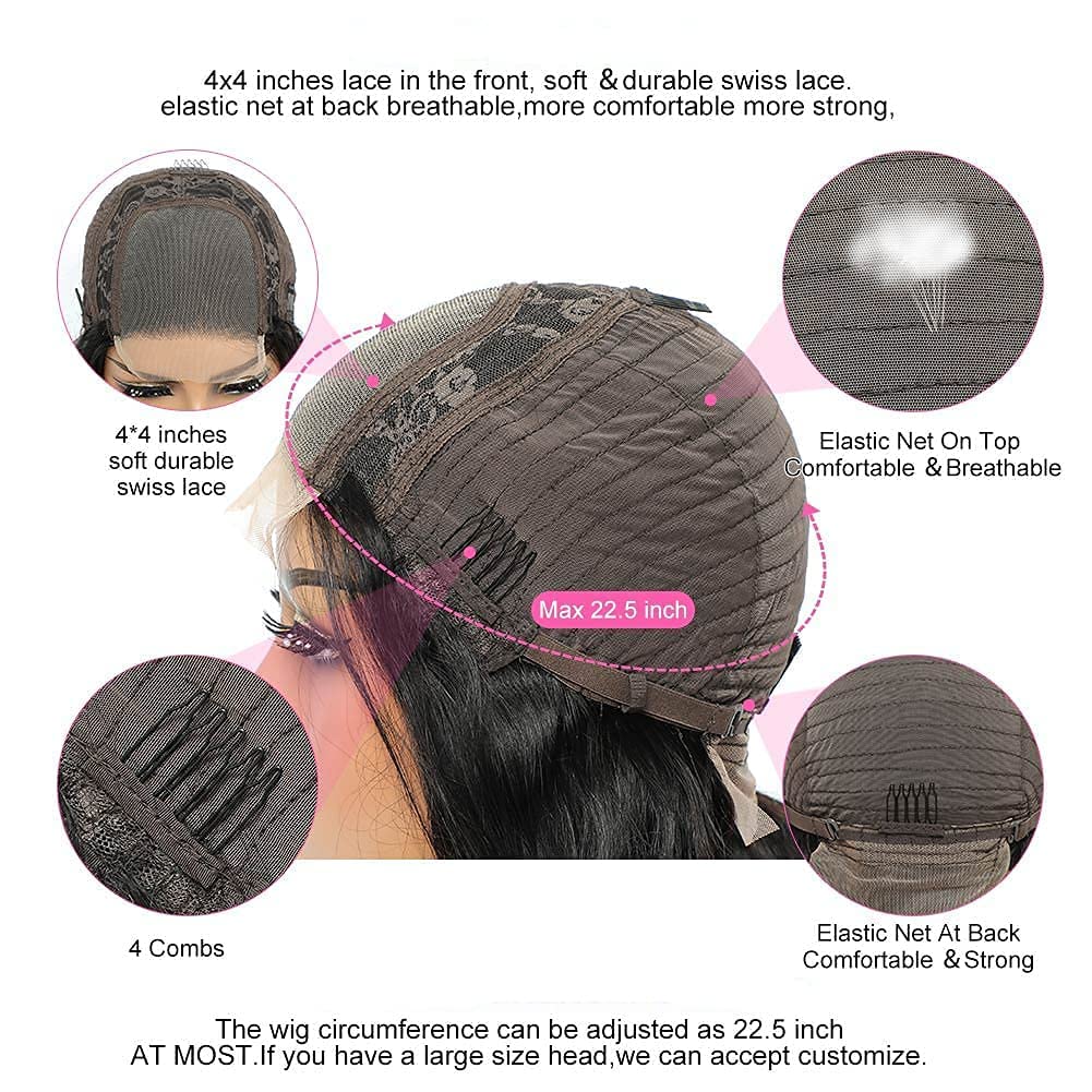 New #4 Body Wave Lace Front Wig 16” Amazon.com : 4x4 Body Wave Lace Front Wigs Human Hair Pre  main image 3