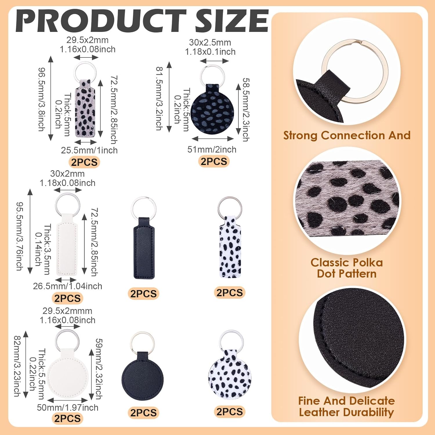 Beadthoven Leather Keychains Colorful Keychain Blanks Bulk with Key Rings for Purse Backpacks Car Keys Making - Image 3