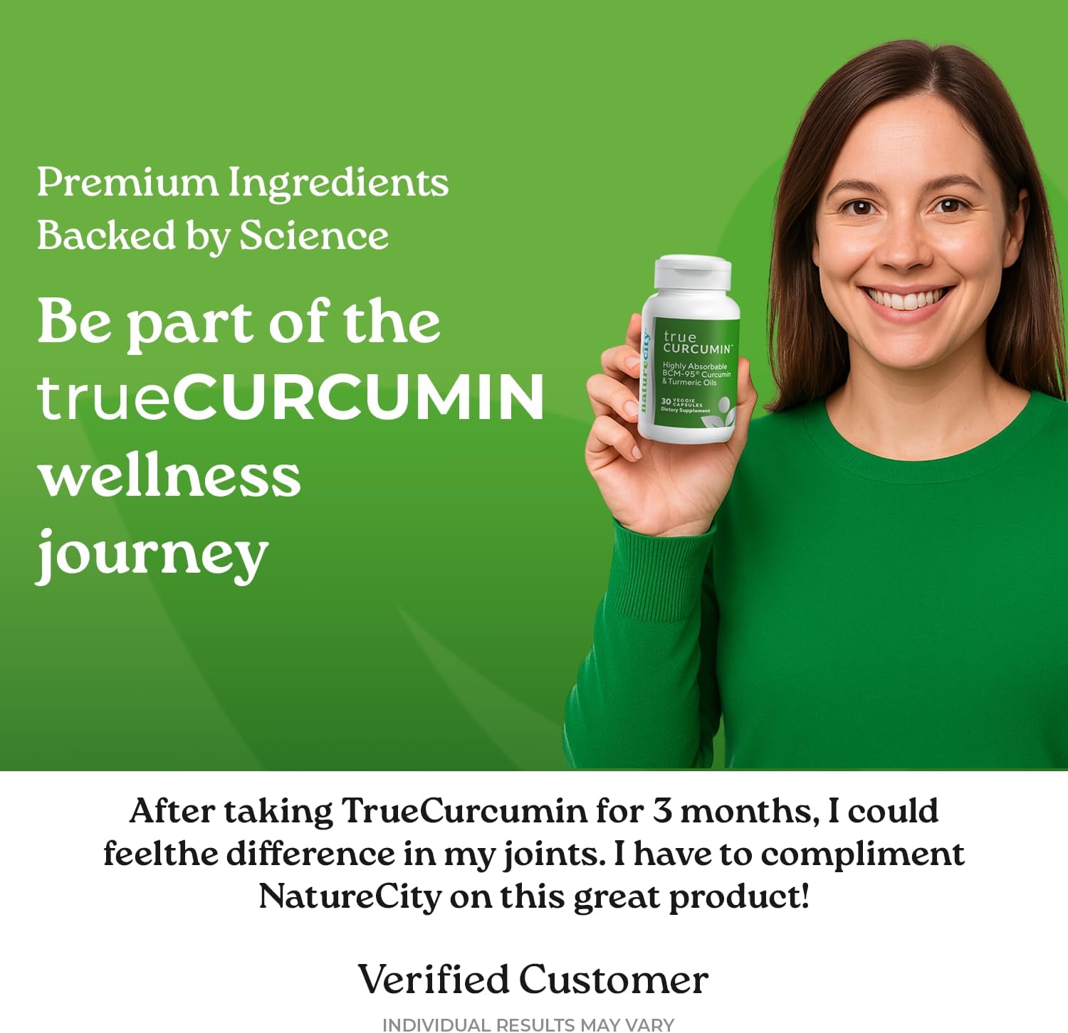 NatureCity True-Curcumin Turmeric Supplement | Non-GMO Tumeric and Curcumin 500mg Curcuma Capsules Vitamin Supplements | Up to 700% Increase in Absorption (30 Day Supply) | Supports Joints