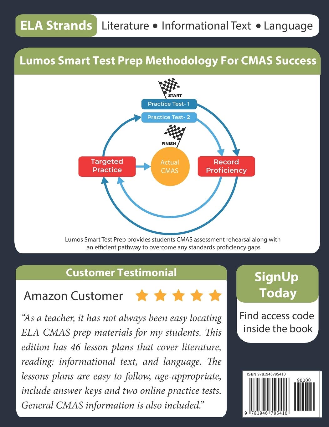 CMAS Test Prep: Grade 4 English Language Arts Literacy (ELA) Practice Workbook and Full-length Online Assessments: Colorado Measures of Academic Success Study Guide (CMAS by Lumos Learning)