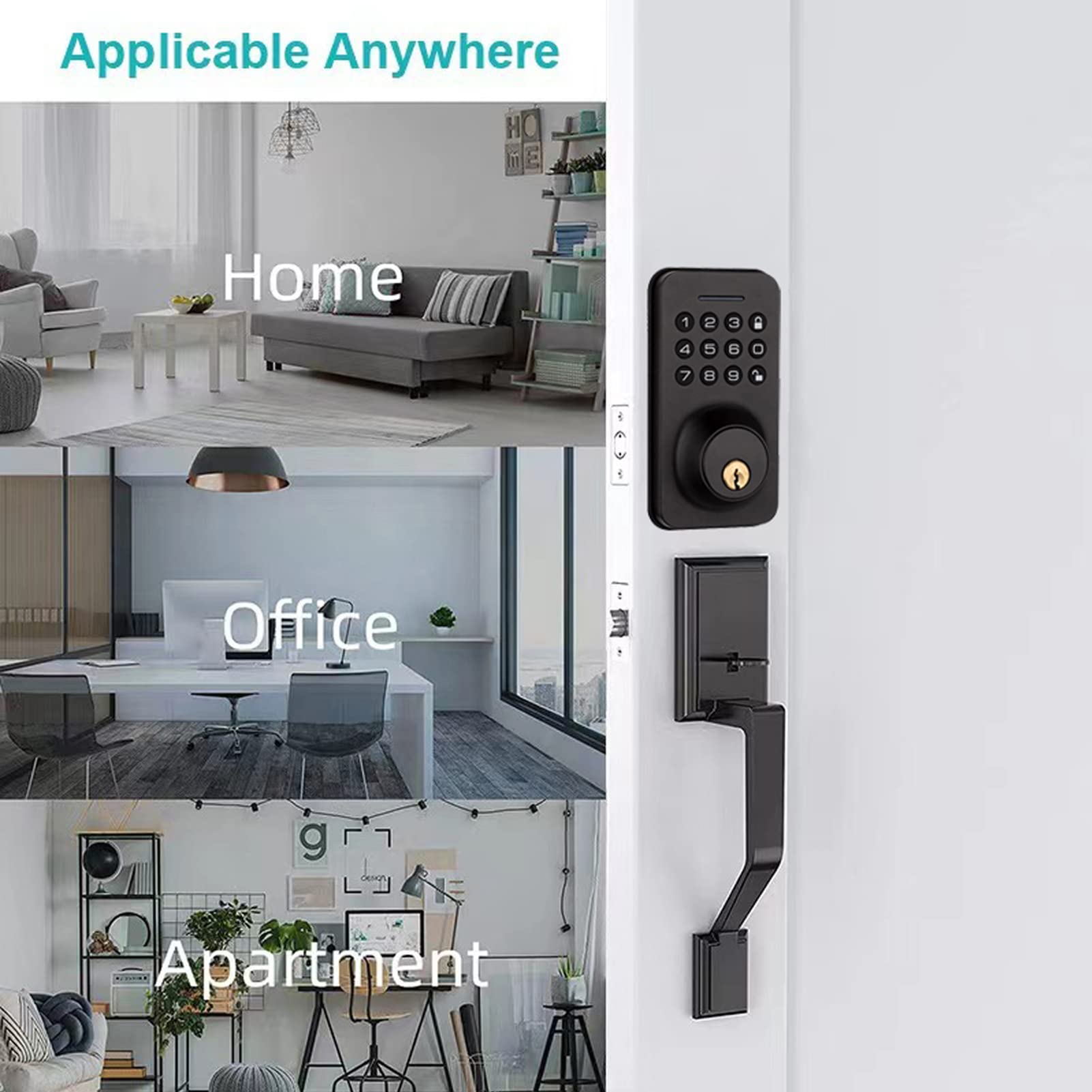 Keyless Entry Türschloss mit Tastatur, Smart Deadbolt Lock mit 2 Schlüsseln, Passwort/Mechanischer Schlüssel/Tuya APP/Manuelle Entriegelung, Auto Lock, Einfache Installation.