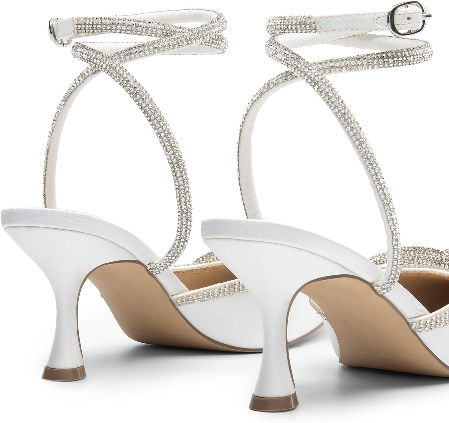DREAM PAIRS Kitten Heels Rhinestone Bow Ankle Strap Stiletto Pointed Closed Toe Heels for Women Pumps Wedding Bridal Party Dress Shoes - Image 5