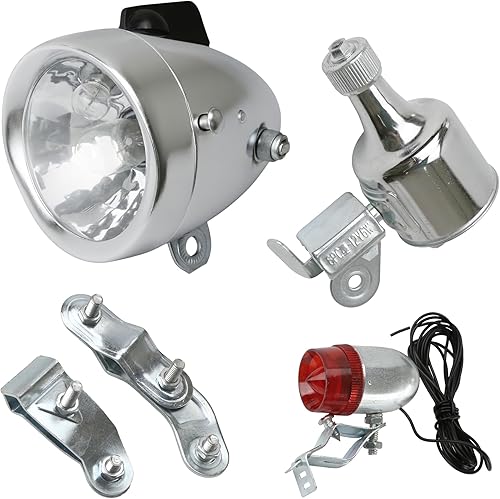 Dynamo - Kit de luces para bicicleta motorizada vintage de fricción de 12 V 6 W, generador de faros delanteros y luces traseras, estilo retro, juego