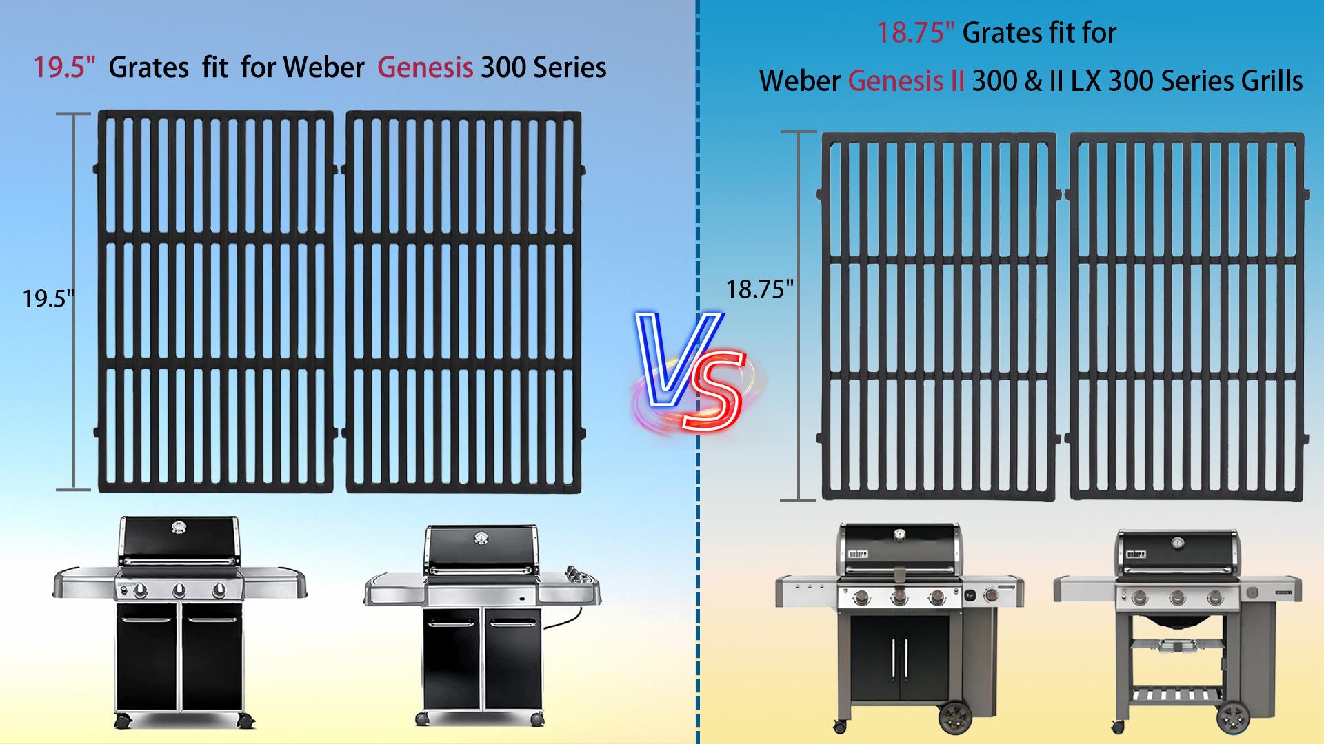 Grilles De Cuisson En Fonte Pour Weber Genesis 300 Series - 49,5 X 65 Cm, Compatible S310/E330 Etc. - Remplacement 7524/7528