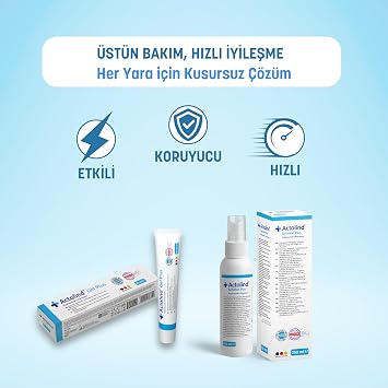 Actolind Solution Plus 250 ml - Akut, kronik ve enfekte yaralar ile 1.-2. derece yanıklar için temizlik, yıkama, nemlendirme ve koruma sağlayan bakım solüsyonu, CE Sınıf III,MPG'ye uygun,PHMB içerir.