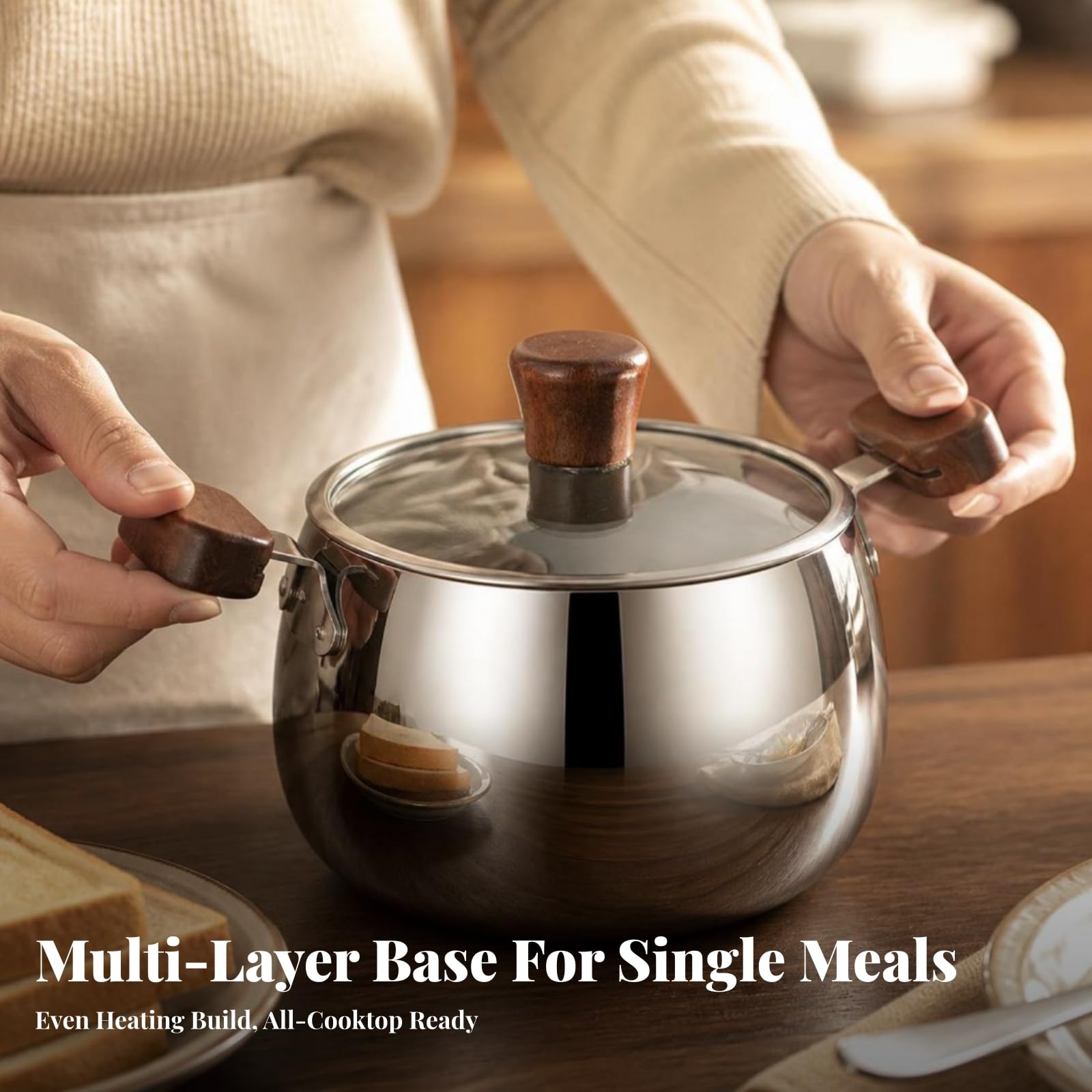 Cazo con Asa Compacta | Compacto, Olla para Leche, Cocina, Desayuno,