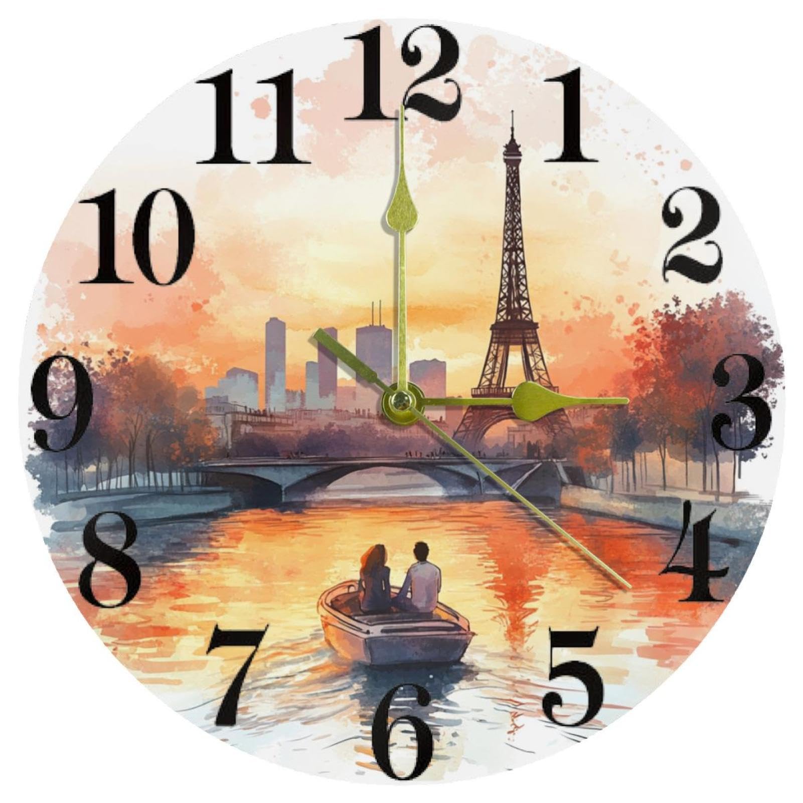 Horloge murale pour maison et cuisine Youngers on the Seine avec mécanisme sans tic-tac