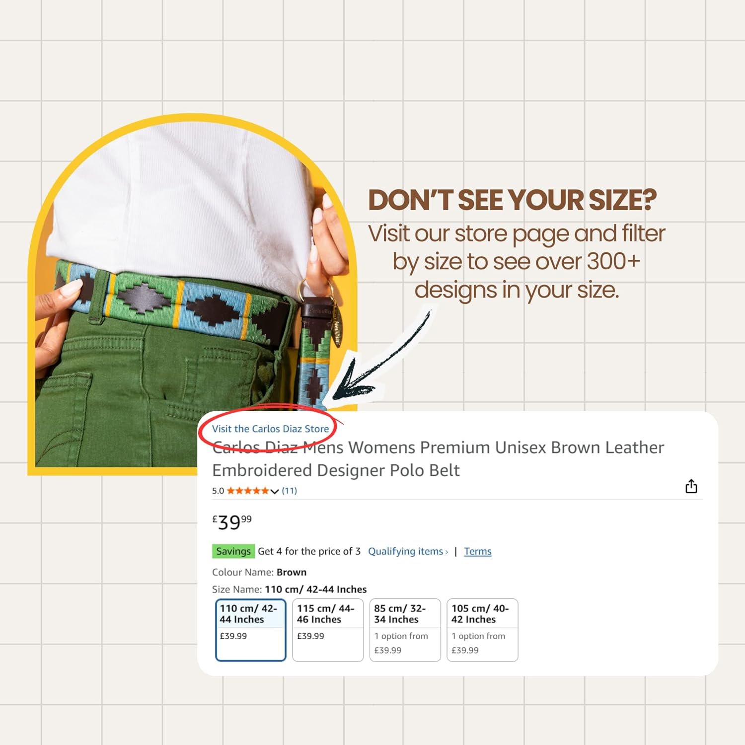 CARLOS DIAZ Mens Womens Premium Unisex Brown Leather Embroidered Designer Polo Belt