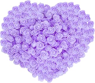 200 mini rosas artificiales de espuma, rosas artificiales de espuma para manualidades, bodas, fiestas, día de San Valentín, festivales, decoración del hogar (morado)