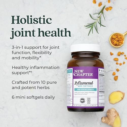 Miniatura 4 de New Chapter Mini cápsulas blandas, suplemento para aliviar el dolor multihierbas + articulaciones, Zyflamend mezcla de superalimentos 10 en 1 con