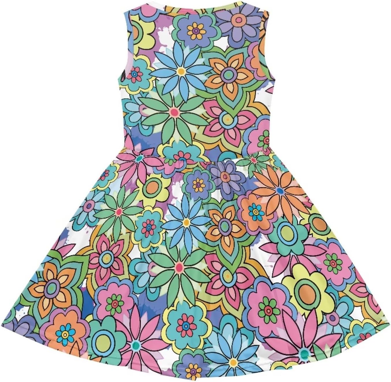 Loose Fit Cute Sundress with Side Pockets Soft Sleeveless Summer Floral Dress for Girls Playwear