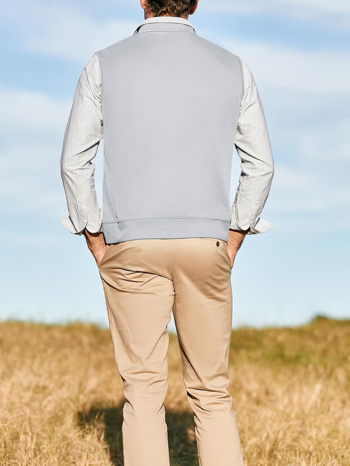 Makkrom Mens Quarter Zip Sleeveless Golf Vest Pullover Stand Collar Casual Vests Outerwear