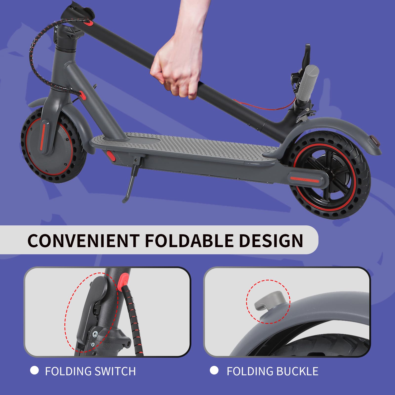 8,5" Trottinette Électrique avec Batterie Li-ION 7.5 Ah, APP de Contrôle et Affichage LED, E-Scooter, 15-25 km d'Autonomie, Charge Max 120 kg, Trottinette Électrique pour Adultes