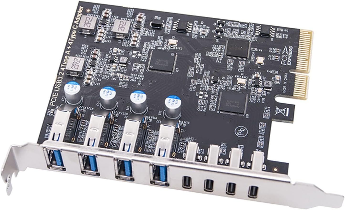 PCIe To 4 Port USB 3.2 And 4 Port TypeC Expansion Card ASM3142+VL822+VL822 Control 20Gbps Fast Speed For Desktop