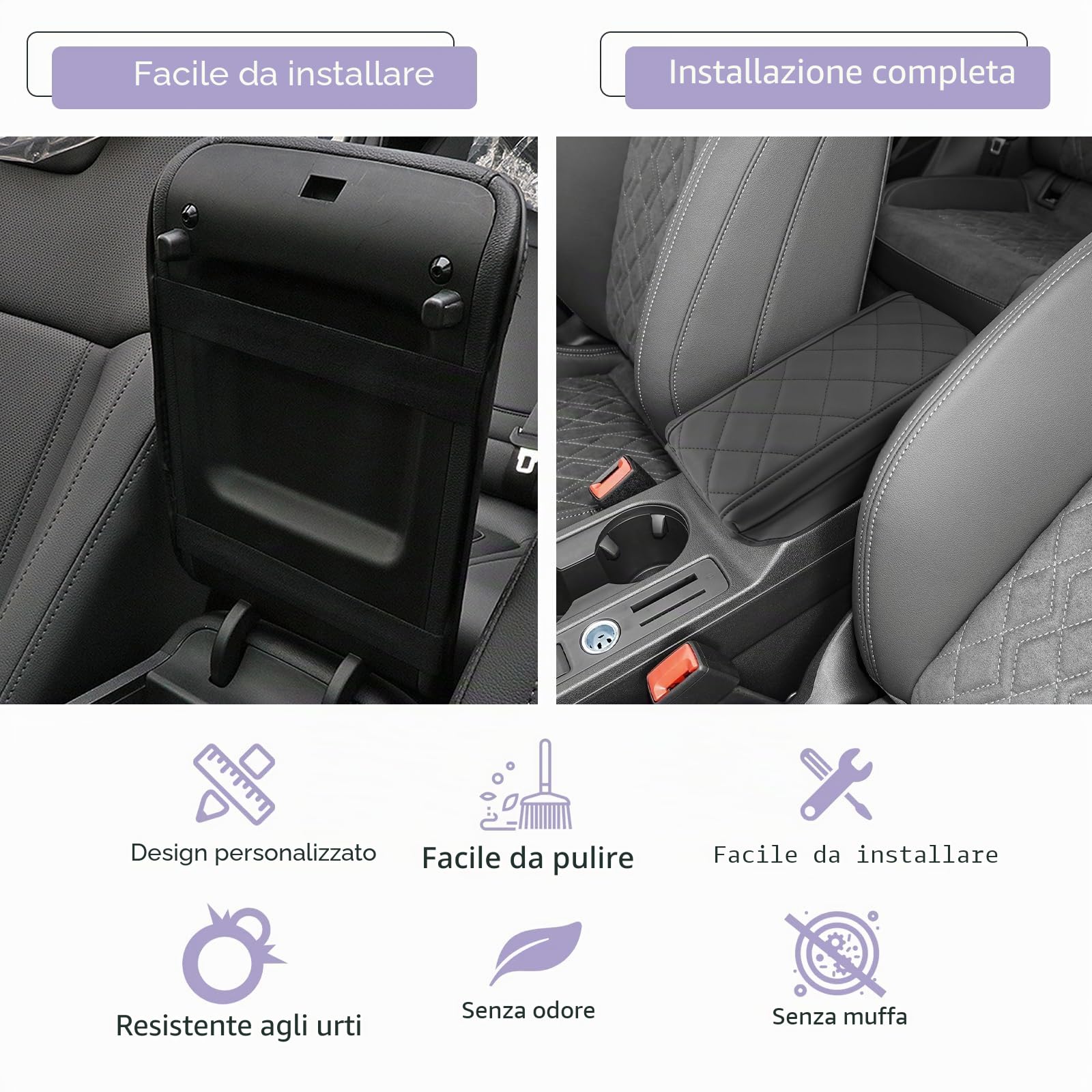 LUWU Compatibile con Audi A3 8Y 2020-2024 2025 Copertura per Bracciolo Centrale A3 Sportback Cuscino in Pelle per Bracciolo Auto Protezione Auto A3 8Y Accessori