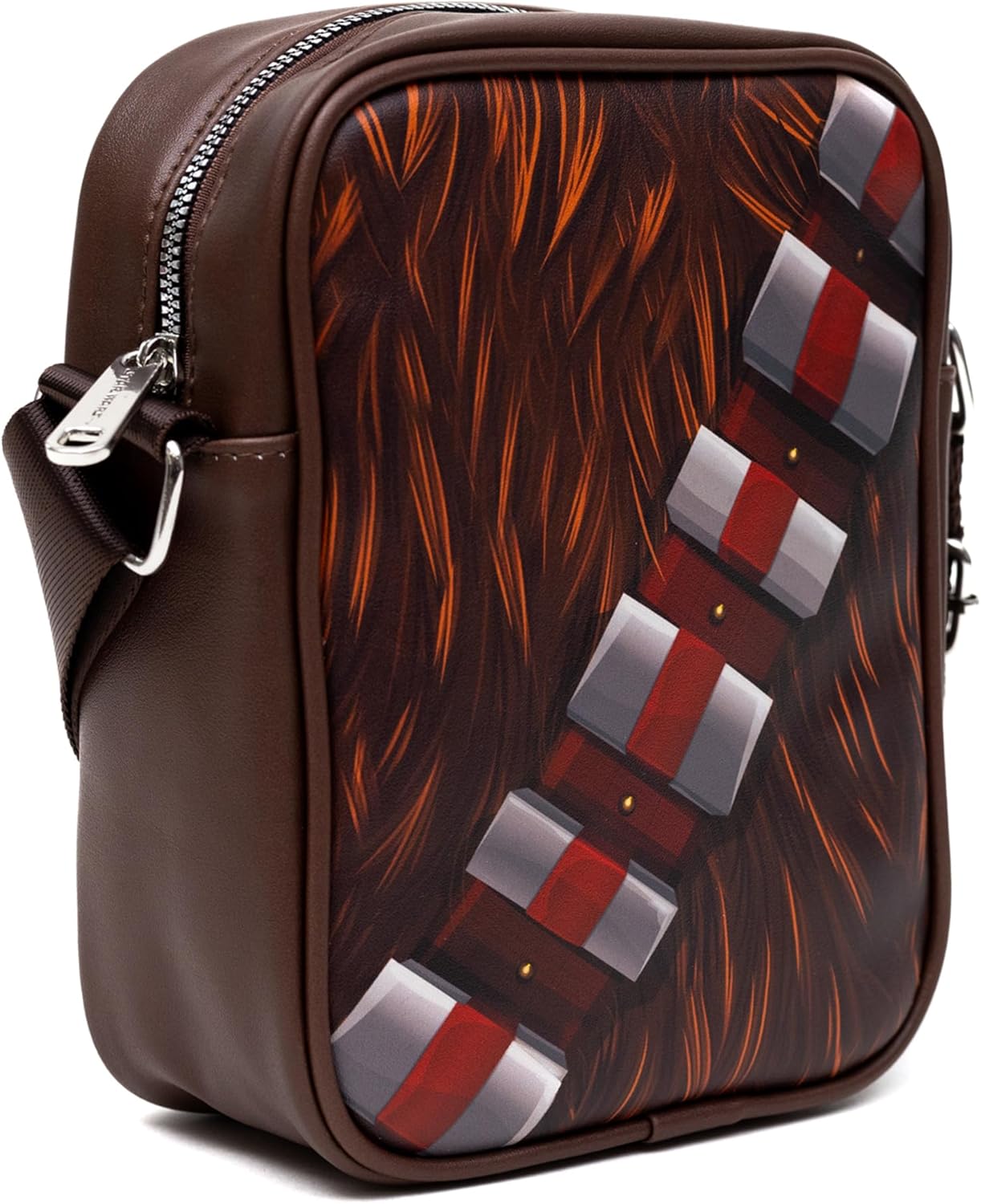 Star Wars Vegan Leather Crossbody Backpack for Men and Women with Adjustable Strap, Chewbacca Character Close Up, Brown