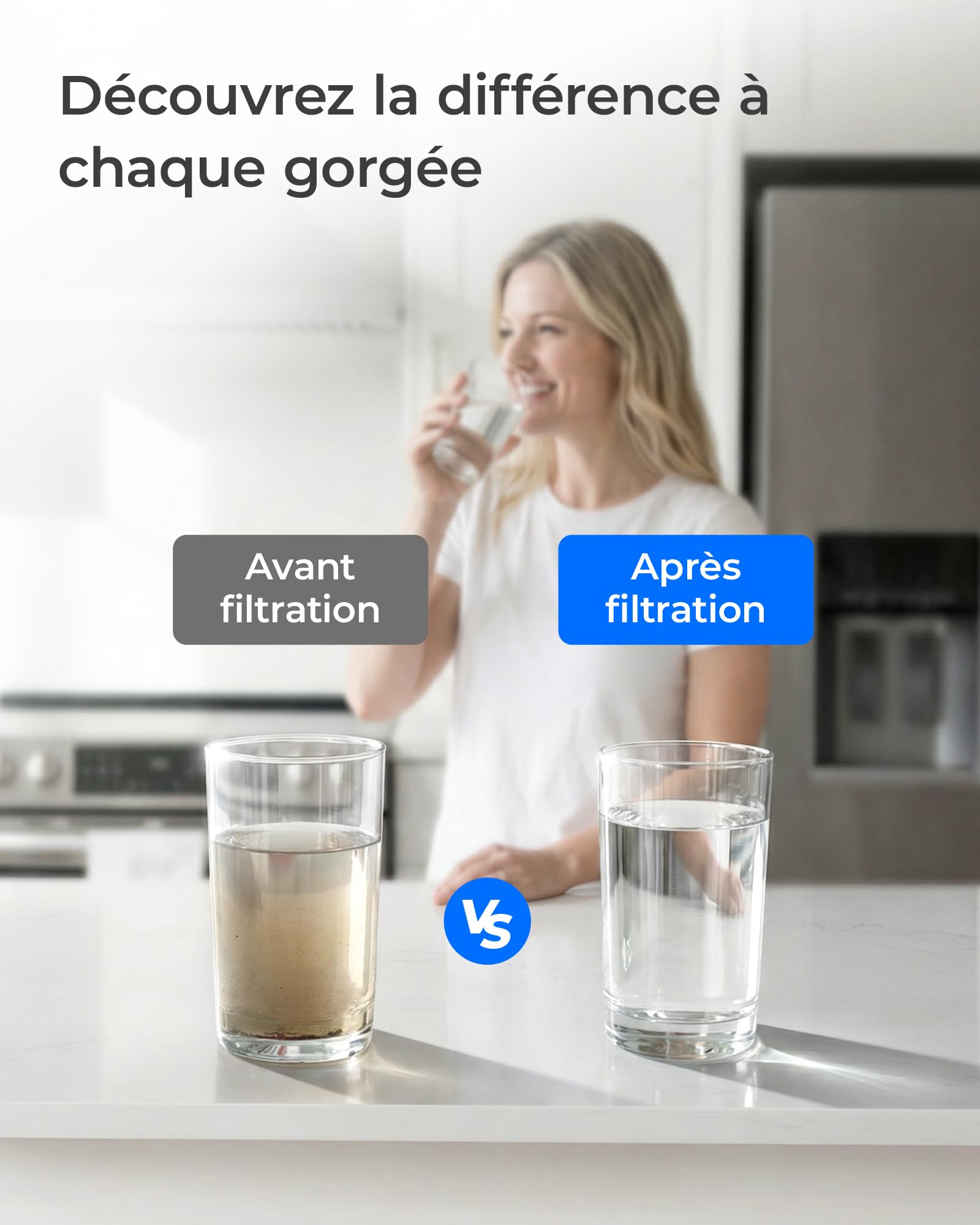 Waterdrop WD-F46 Filtre à eau pour réfrigérateur, compatible avec LG® LT1000P®, ADQ74793501, ADQ74793502, 46-9980, 9980, adapté à des modèles tels que LFXC24796S, LSFXC2496D, certifié NSF, 2 pièce
