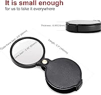 Vista 3 de 10X Small Pocket Magnifier Glass, Mini Folding Magnifying Lenses with Rotating Protective Leather Sheath for Seniors Reading, Inspection, Kids for