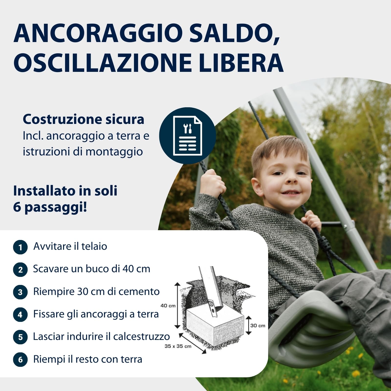 HUDORA Start Struttura per Altalena - Impermeabile da Esterno in Acciaio Pregiato - Sicura per Bambini da Giardino con Funi Regolabili