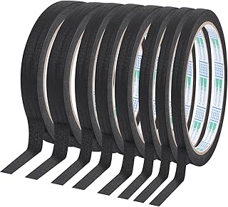 8 Rolls Pinstripe Tape, 1/8, 1/4, 1/2 inch Thin Masking Tape, Thin Painters Tape Black Pinstriping Tape, Masking Tape Paint Tape Masking Tape for Wall DIY Board Auto Paint(Black)