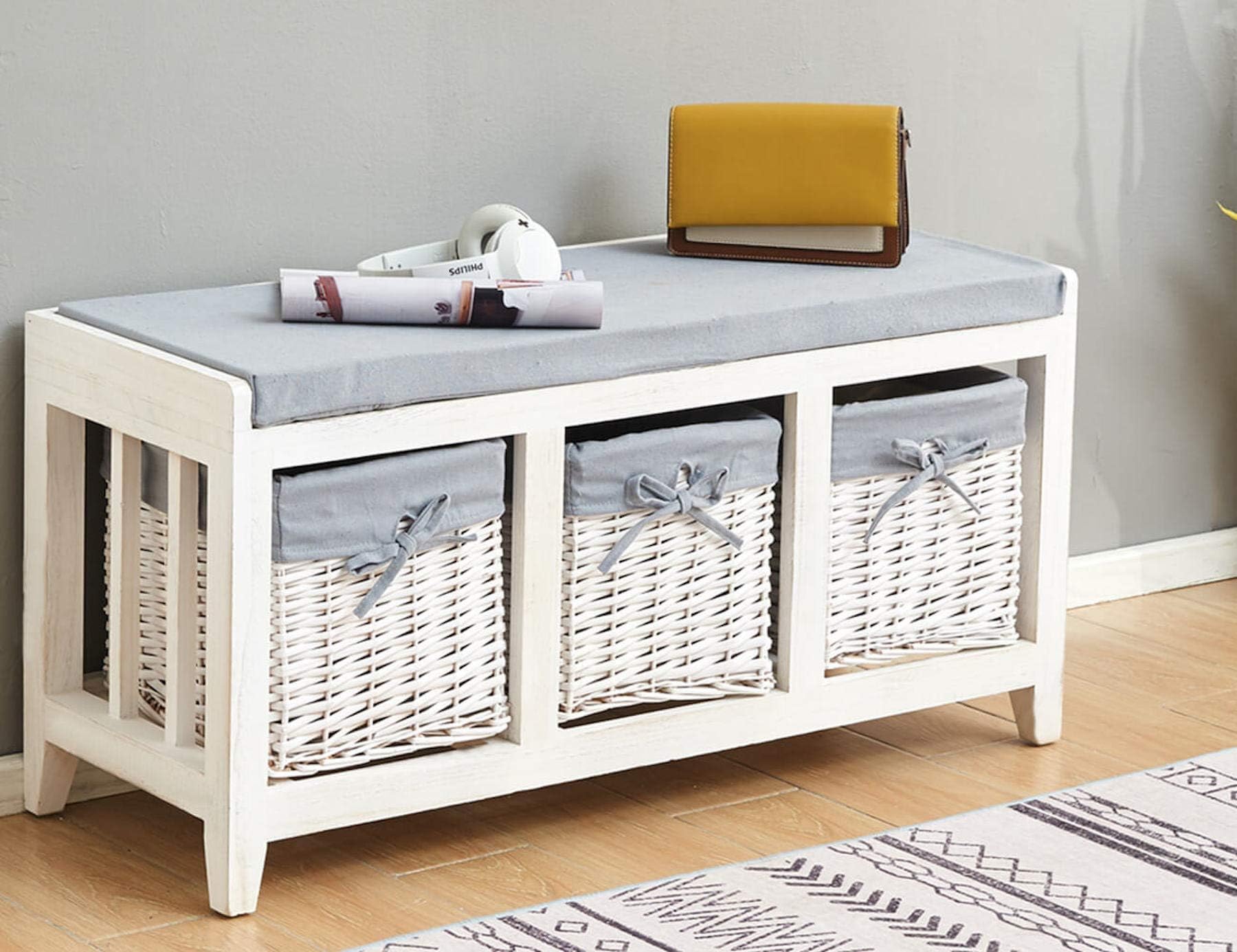 Tetbury White Storage Bench with Cushion. Quality hallway bench. VERY