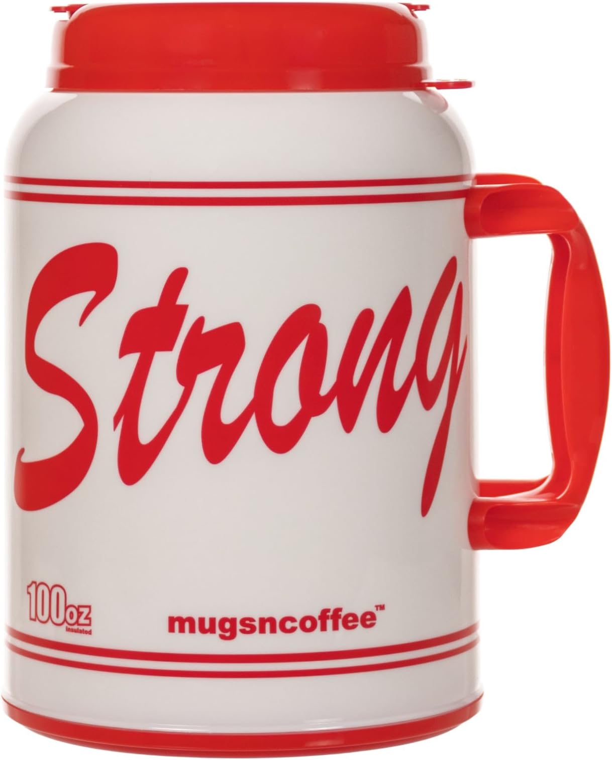 100 Oz Giant Insulated Mug with Straw - # USA Strong - Large Travel Mug (Red)