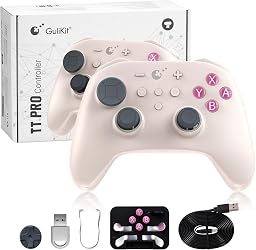 GuliKit TT Pro Wireless Controller for PC, Android, iOS, Switch 1/2, 720° Adjustable TMR Joystick, with 950mAh Long-Lasting Battery, Switch Wake-Up Function and 4 Detachable Metal Back Buttons-GB