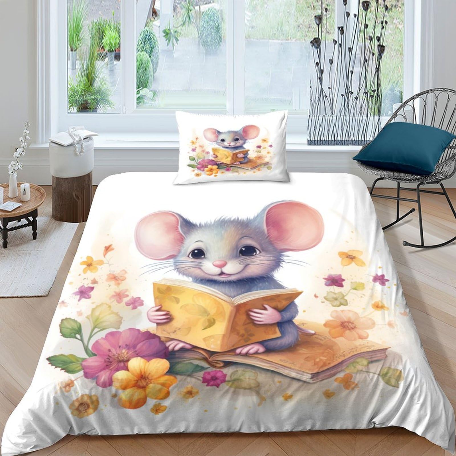 Ensemble literie animaux mignons pour chambre d'enfant 135x200