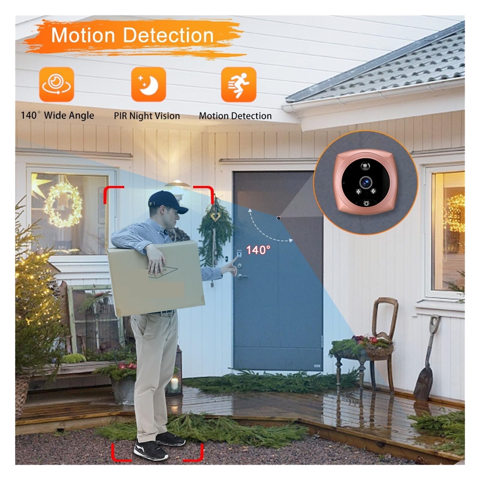 Timbre De Puerta con Vídeo 4,5 Pulgadas, Cámara Inteligente Detección Movimiento For El Hogar, Visor Visión Nocturna PIR Gama de Entornos Domésticos(Pink 32GB Card)