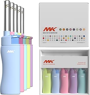 MK Candle Lighter, Butane Refillable Wind-Resistant Flame, 5-Pack for BBQ, Camping, Outdoor Use (Harmony-5PC)
