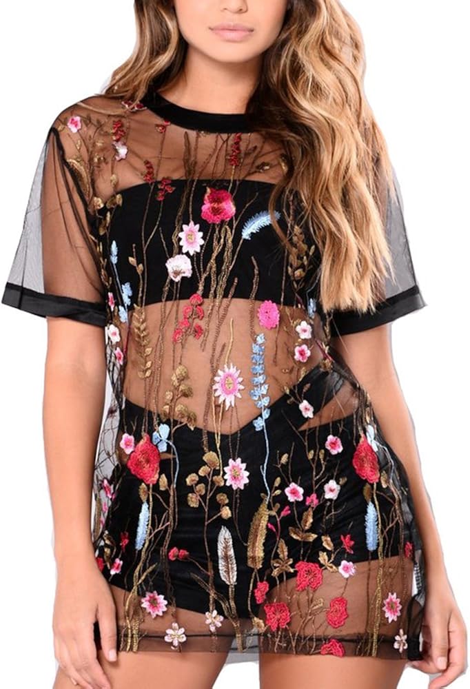 floral mesh blouse