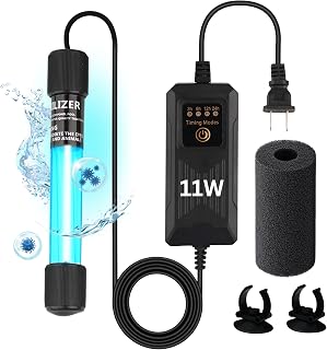 11W UV Light for Aquariums with 4 Timer Modes | UV-C Light for Sump Filters, Top & Bottom Filter Boxes, External Filter Chambers, Hang-On-Back Filters & Small Ponds – Keeps Fish Tanks Clear & Healthy