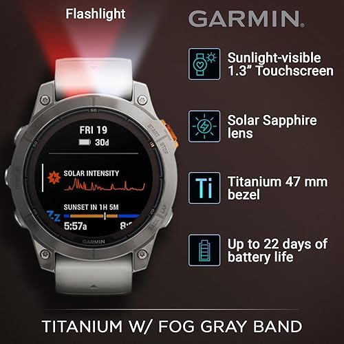 Miniatura 2 de Garmin Fenix 7 Pro - Sapphire Solar Edition Reloj inteligente de titanio de 1.850 in  Hasta 22 días de duración de la batería, multideporte y al