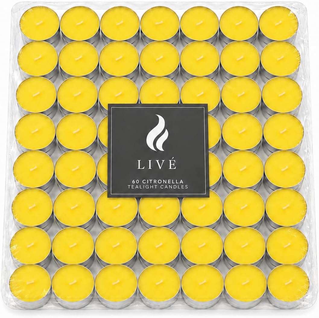 Pack 60 velas de té citronela antimosquitos LIVÉ
