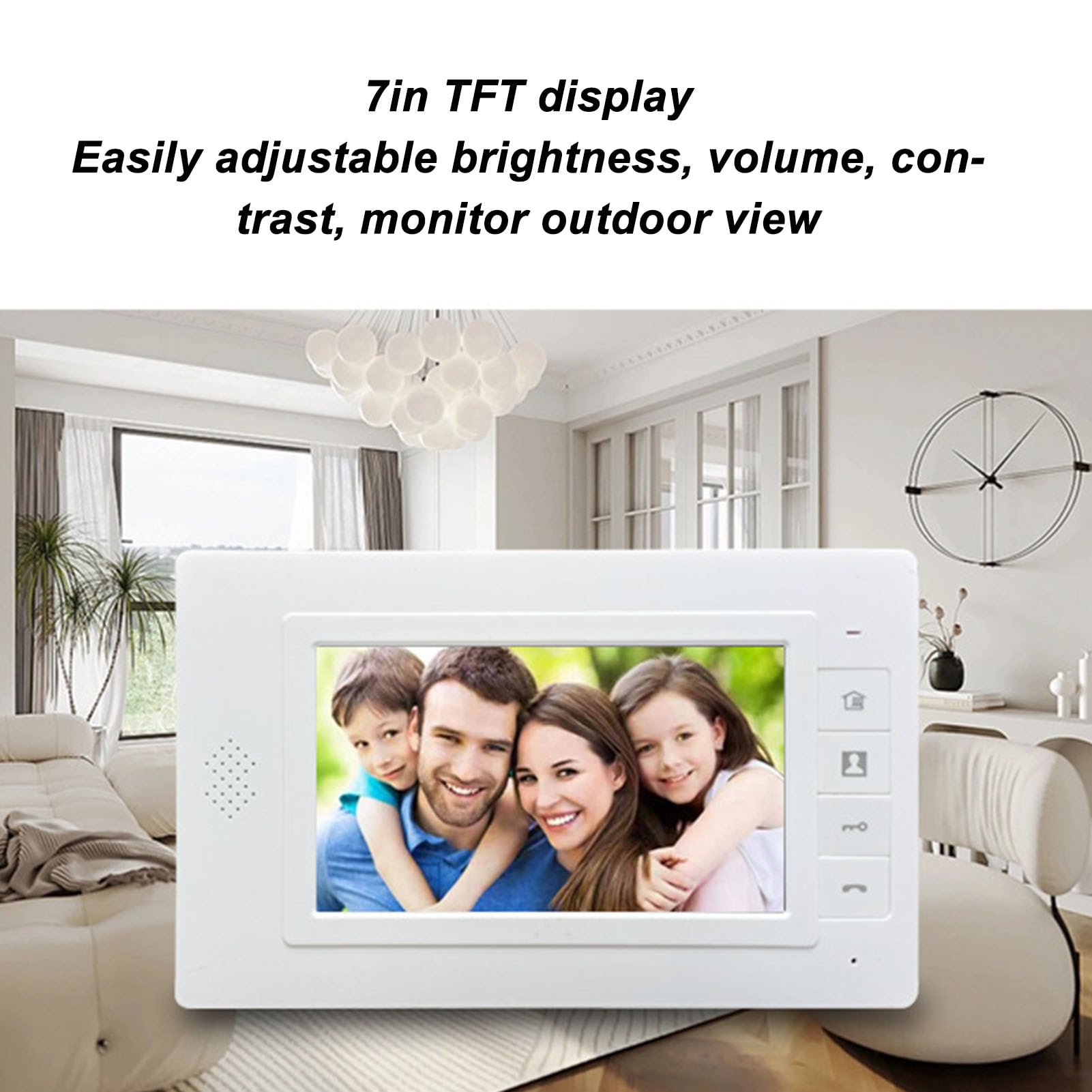 Zunate Video Intercom Systems - 7in TFT Display, Infrared Night, Easy Wall Mounted, Multiple Unlocking Methods for Apartments Villas Hotels (US Plug), Zunate75349eqdxn-11