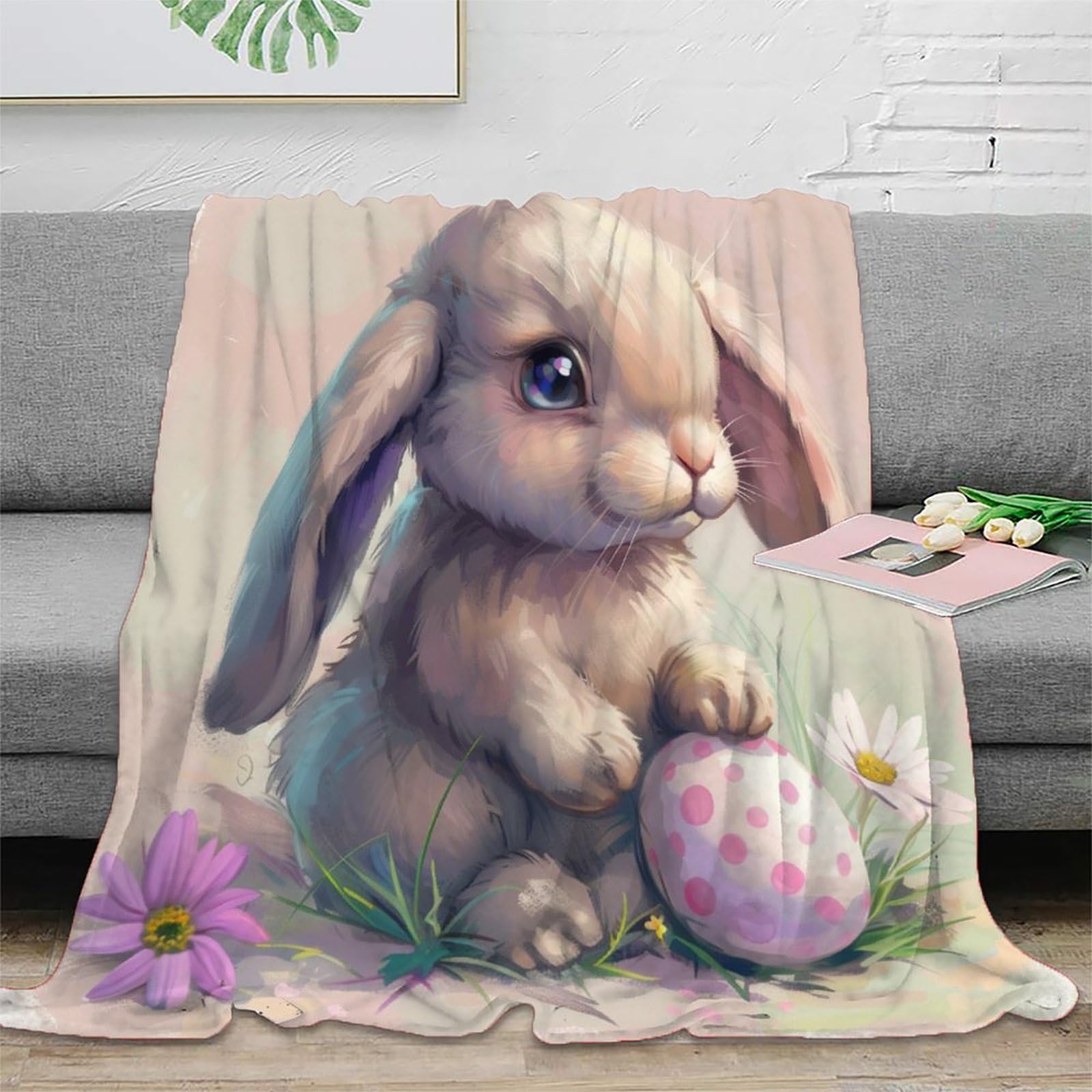 Couverture lapin 3D doudou grand plaid cadeau enfant douillet
