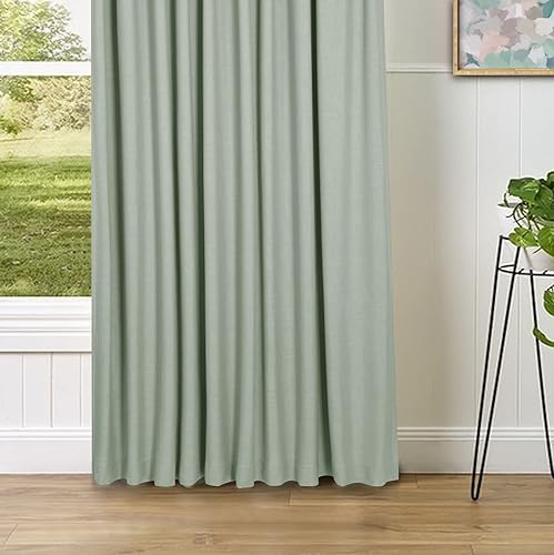 Miniatura 7 de Frelement Cortinas opacas de lino con aislamiento térmico para oscurecer la habitación, cortinas plisadas para barra transversal y pista, 72
